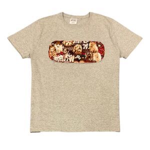 Heather Gray T Shirt Ladies LARGE - Fluffy Puppy Dogs NEW